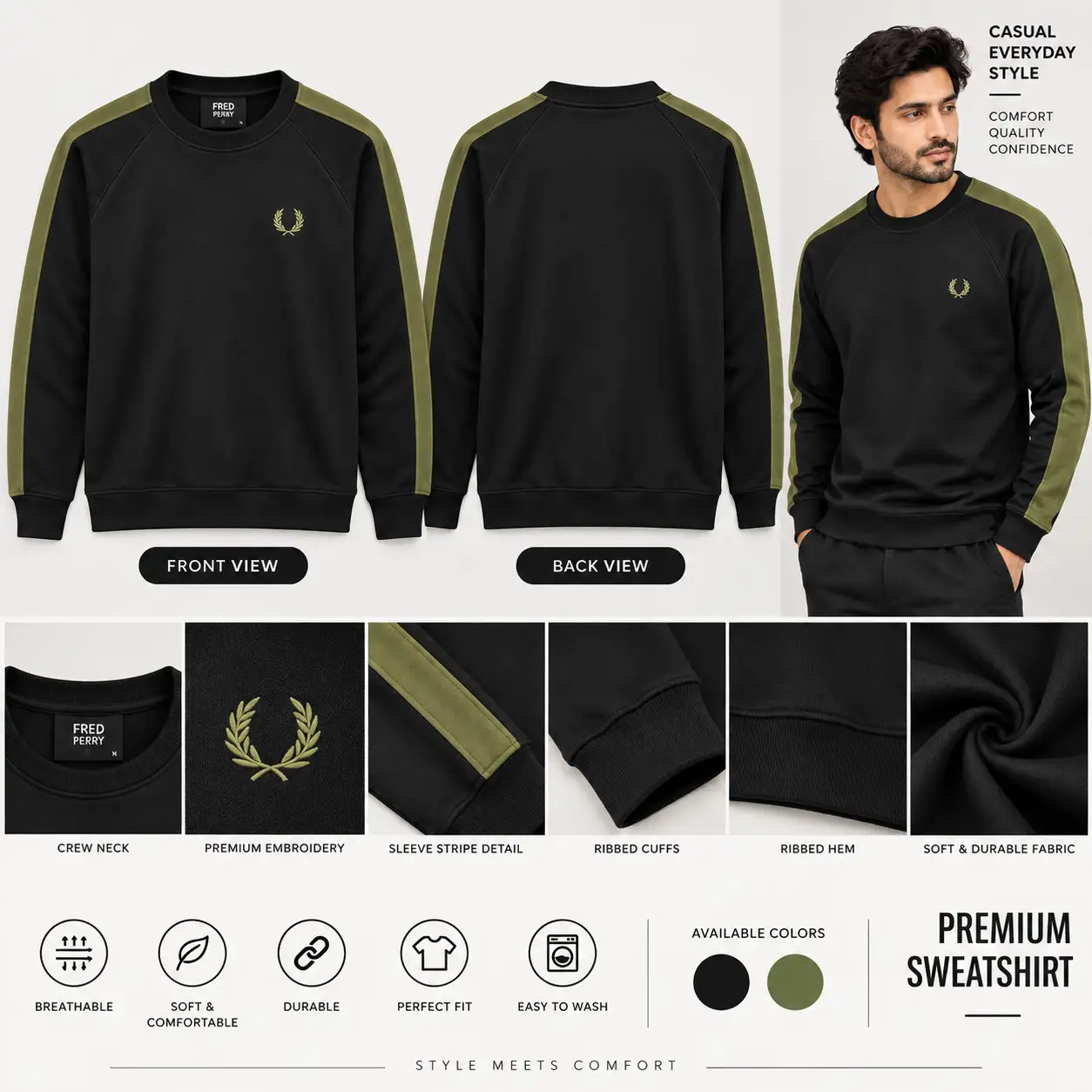 black & olive green black & olive green